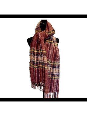 DUSTY rose pink yellow plaid check warm soft fall winter blanket scarf